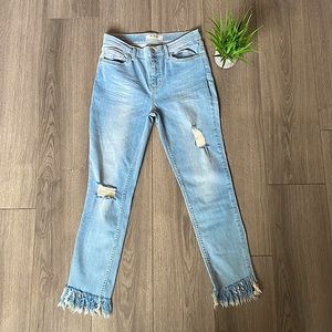 Free People Great Heights Frayed Skinny Jean Sz 29